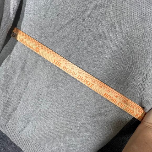 Tommy Hilfiger Sweater Mens Large Light Gray Cotton Cardigan Classic Mock Neck - Picture 6 of 9